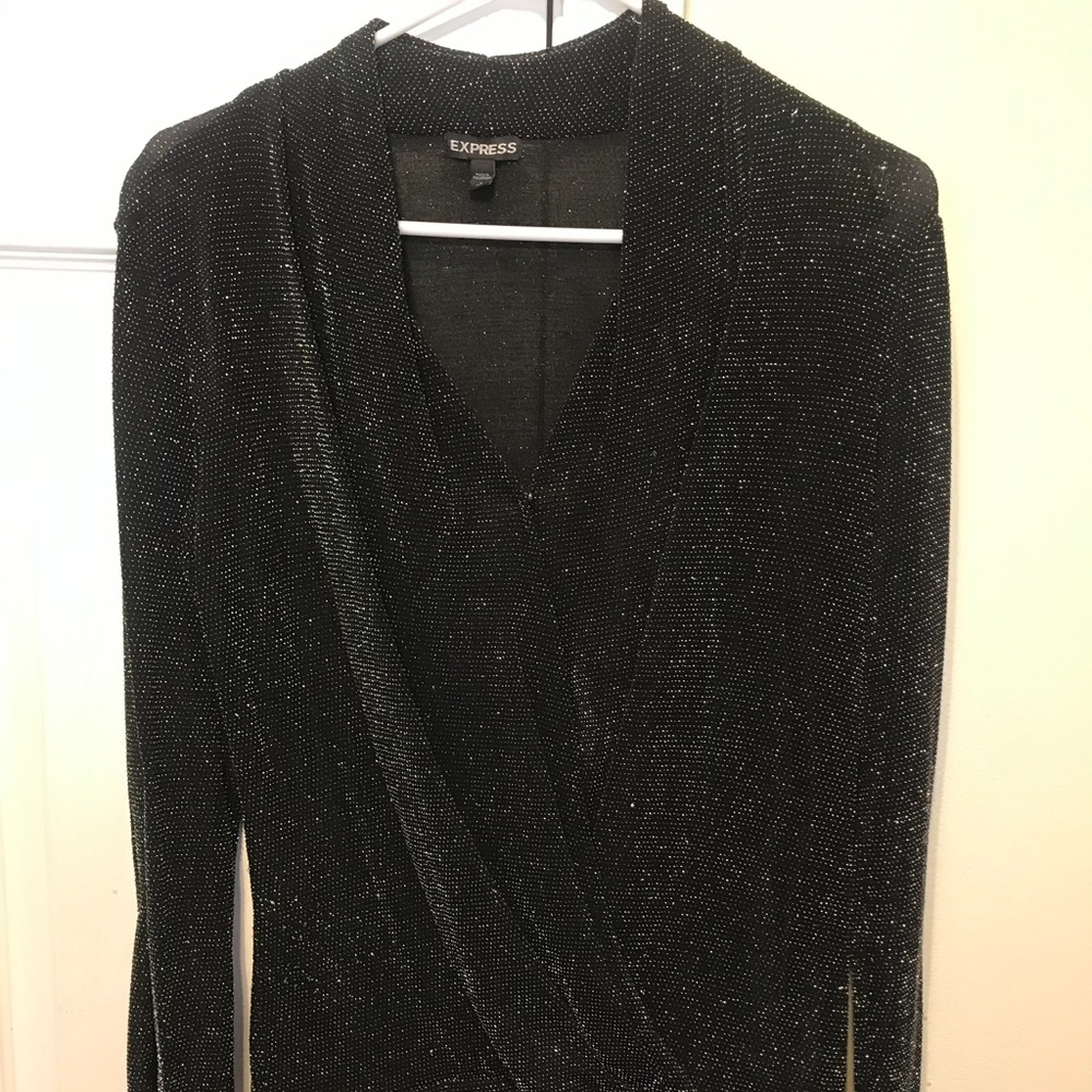 sparkly express v neck long sleeve